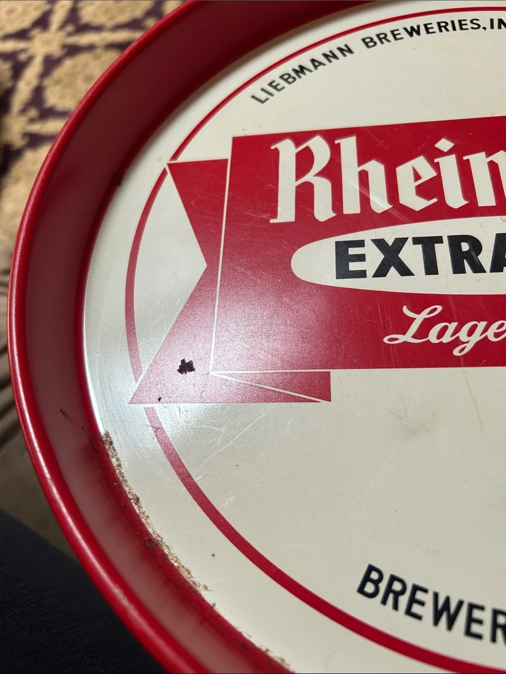 Extra Dry Lager Beer Metal Serving Tray - Red and White